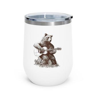 Bear-Playing Guitar For Men Women Raglan Baseball Tee Wine Tumbler | Mazezy