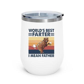 Bear World's Best Farter I Mean Father Vintage Retro Wine Tumbler | Mazezy