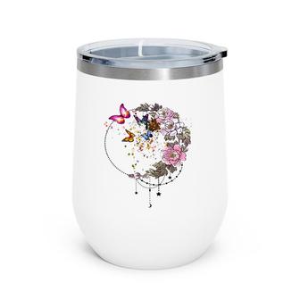 Beautiful Butterfly With Flower Wine Tumbler | Mazezy