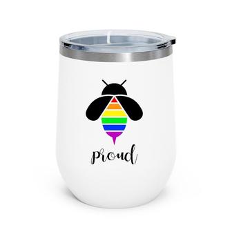 Bee Proud Gay Pride Lgbtq Funny Rainbow Bee Wine Tumbler | Mazezy