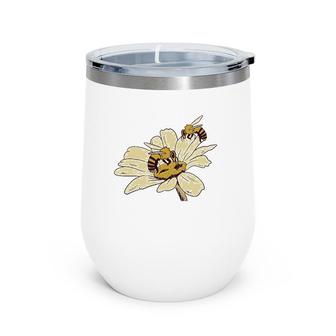 Bees On Flower Beekeeper Gift Wine Tumbler | Mazezy