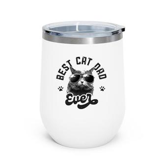 Best Cat Dad Ever Funny Daddy Father's Day Retro Vintage Men Wine Tumbler | Mazezy