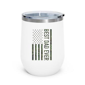 Best Dad Ever American Us Camouflage Flag Gift For Father Wine Tumbler | Mazezy