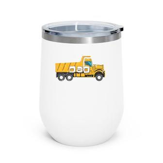 Best Dad Yellow Construction Trucks Wine Tumbler | Mazezy CA