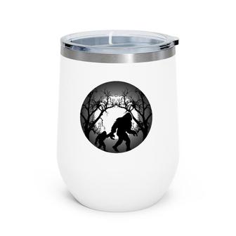 Bigfoot And His Son Wild Outdoor Yeti Father's Day Gift Wine Tumbler | Mazezy