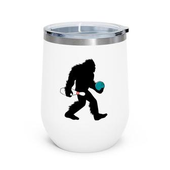 Bigfoot Bowling Sport Sasquatch Bowler Wine Tumbler | Mazezy