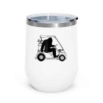 Bigfoot Golf Tee, Sasquatch Driving Golf Car Apparel Wine Tumbler | Mazezy