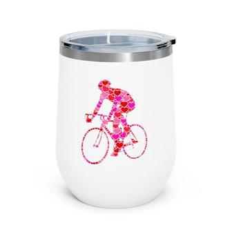 Bike Pink Red Heart Valentine's Day Gift For Bicycle Racer Tank Top Wine Tumbler | Mazezy