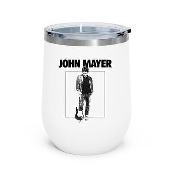 Black And White Johns Mayer Face Beautiful Design Art Music Wine Tumbler | Mazezy