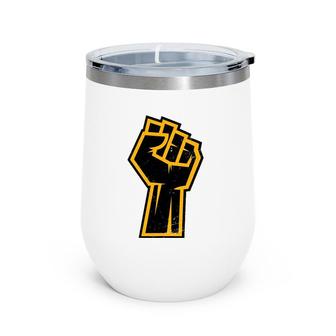 Black History Month African American Golden Protest Fist Wine Tumbler | Mazezy