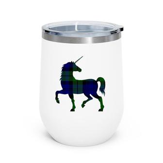 Black Watch Plaid Unicorn Scottish Pride Tartan Wine Tumbler | Mazezy