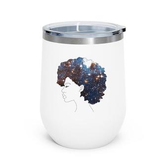 Black Women Space Afro Natural Hair Wine Tumbler | Mazezy