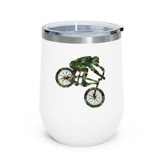 Bmx Biker Camouflage Camo Biking Gift Men Women Boys Kids Wine Tumbler | Mazezy
