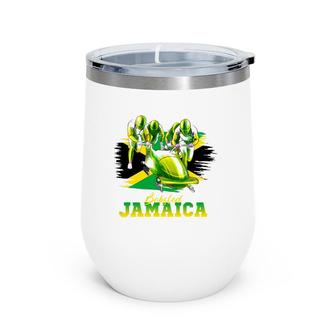 Bobsled Jamaica Team Jamaican Flag Winter Bobsled Lover Wine Tumbler | Mazezy