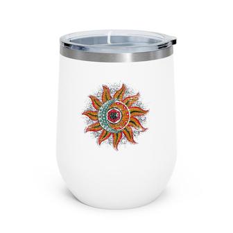 Boho Outer Space Sun Crescent Moon Universe Astronomy Wine Tumbler | Mazezy