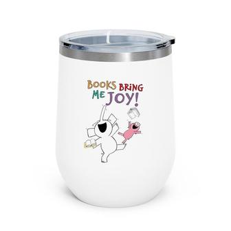 Books Bring Me Joy Book Lover Reading Elephant And Pig Wine Tumbler | Mazezy UK