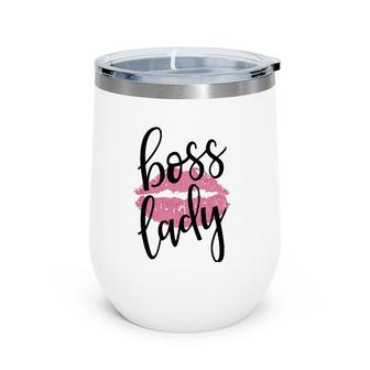 Boss Lady Working Woman Kissing Lips Wine Tumbler | Mazezy