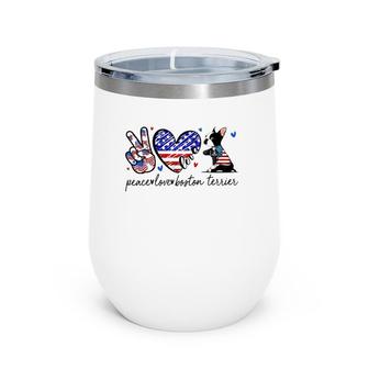 Boston Terrier Dog Lover Usa Flag 4Th Of July Wine Tumbler | Mazezy