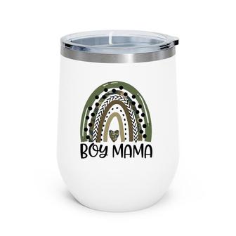 Boy Mom Rainbow Camo Leopard Funny Mom Mothers Day Gift Wine Tumbler | Mazezy