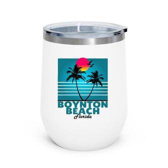 Boynton Beach Florida Fl Summer Palm Trees Wine Tumbler | Mazezy