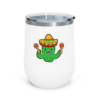 Cactus With Sombrero Cinco De Mayo Mexican Cactus Wine Tumbler | Mazezy