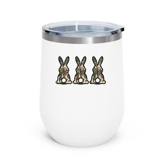 Camo Bunnies Cute Easter Day Rabbit Bunny Men Women Kids Wine Tumbler | Mazezy