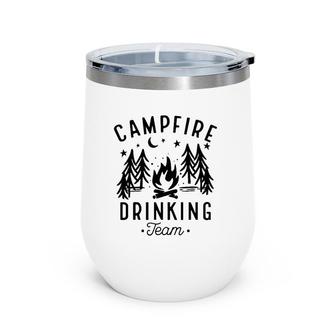 Campfire Drinking Team Happy Camper Funny Camping Gift Wine Tumbler | Mazezy