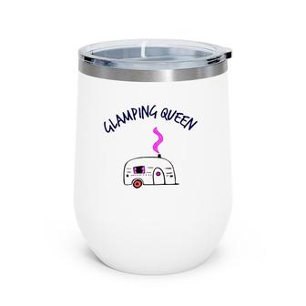 Camping And Glamping Tees Glamping Queen Happy Glamper Tee Wine Tumbler | Mazezy
