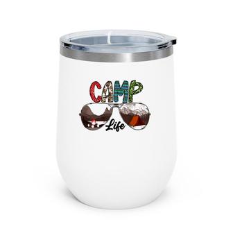 Camping Life With Sunglasses Sunset Tent Wine Tumbler | Mazezy