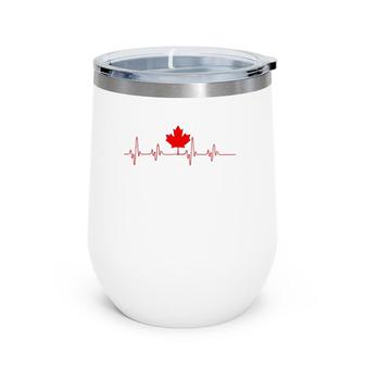 Canada Heartbeat Canadian Pride Maple Leaf Novelty Gift Zip Wine Tumbler | Mazezy