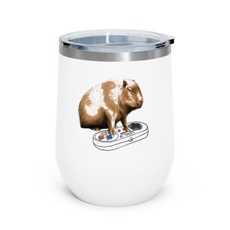 Capybara Playing Video Game Wildlife Animal Capybara Gamers Wine Tumbler | Mazezy