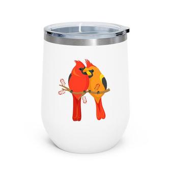 Cardinal Couples Gift Wedding Anniversary Valentines Him Her Wine Tumbler | Mazezy