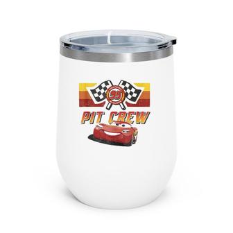 Cars Mcqueen Pit Crew Red Distressed Wine Tumbler | Mazezy