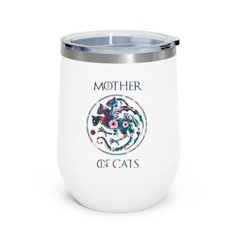 Cat Lovers Mother Of Cats With Floral Art Wine Tumbler | Mazezy
