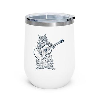 Cat Playing Guitar Guitar Player Cat Lover Wine Tumbler | Mazezy