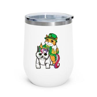 Caticorn St Patricks Day Cat Unicorn Leprechaun Irish Cat Wine Tumbler | Mazezy