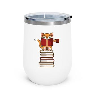 Cats And Reading Books Literature Wine Tumbler | Mazezy