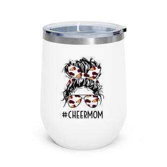Cheermom Cheer Mom Cheerleader Mom Messy Bun Mother's Day Wine Tumbler | Mazezy