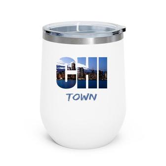 Chi Town Windy City Chicago Skyline Art Gift Southside Home Wine Tumbler | Mazezy