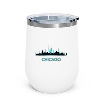 Chicago Skyline Design Windy City Lovers Gift Nice Souvenir Premium Wine Tumbler | Mazezy