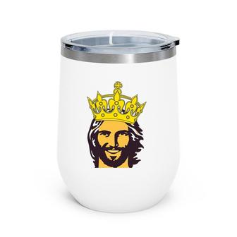 Christian Faith Jesus With King Crown Design Wine Tumbler | Mazezy