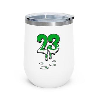 Christmas Number 23 Drip Sneaker Matching 3 Retro Pine Green Wine Tumbler | Mazezy