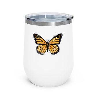 Classic Black And Orange Monarch Butterfly Icon Wine Tumbler | Mazezy
