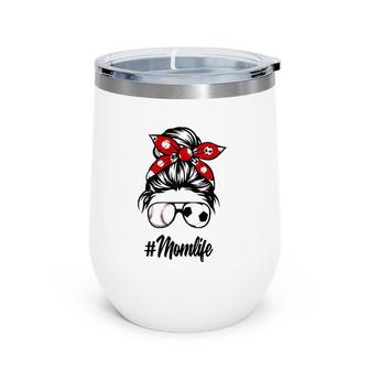 Classy Mom Life Soccer Messy Bun Baseball For Mother's Day Wine Tumbler | Mazezy