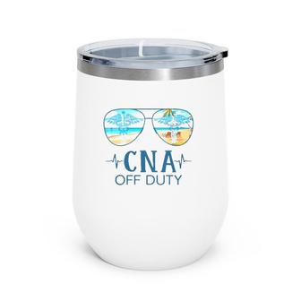 Cna Off Duty Nurse Caduceus Summer Vacation Beach Sunglasses Heartbeat Wine Tumbler | Mazezy CA