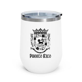 Coat Of Arms Puerto Rico Souvenir Gift Puerto Rican Vacation Wine Tumbler | Mazezy