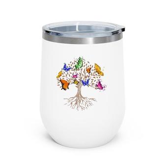 Colorful Butterfly Tree Nature Insect Beautiful Butterfly Wine Tumbler | Mazezy