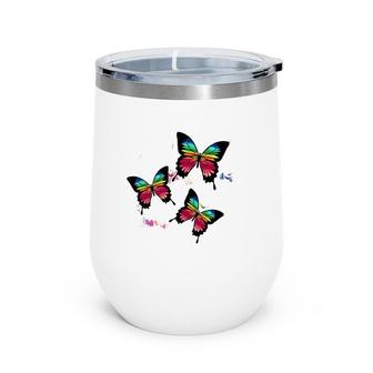 Colorful Cute Butterfly Gift Butterflies Wine Tumbler | Mazezy