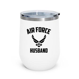 Cool Air Force Husband Gift Best Proud Military Men Wine Tumbler | Mazezy UK