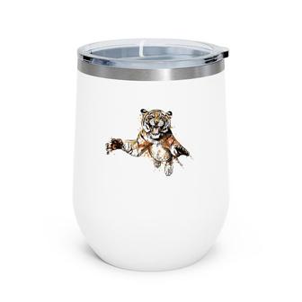 Cool Bengal Tiger Watercolor Bengal Outfit Wine Tumbler | Mazezy